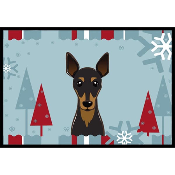 Carolines Treasures Winter Holiday Min Pin Indoor and Outdoor Mat- 18 x 27 in. BB1736MAT - main